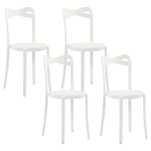 Set 4 Garden Chairs CAMOGLI Synthetic Material White con Cuscino Estraibile