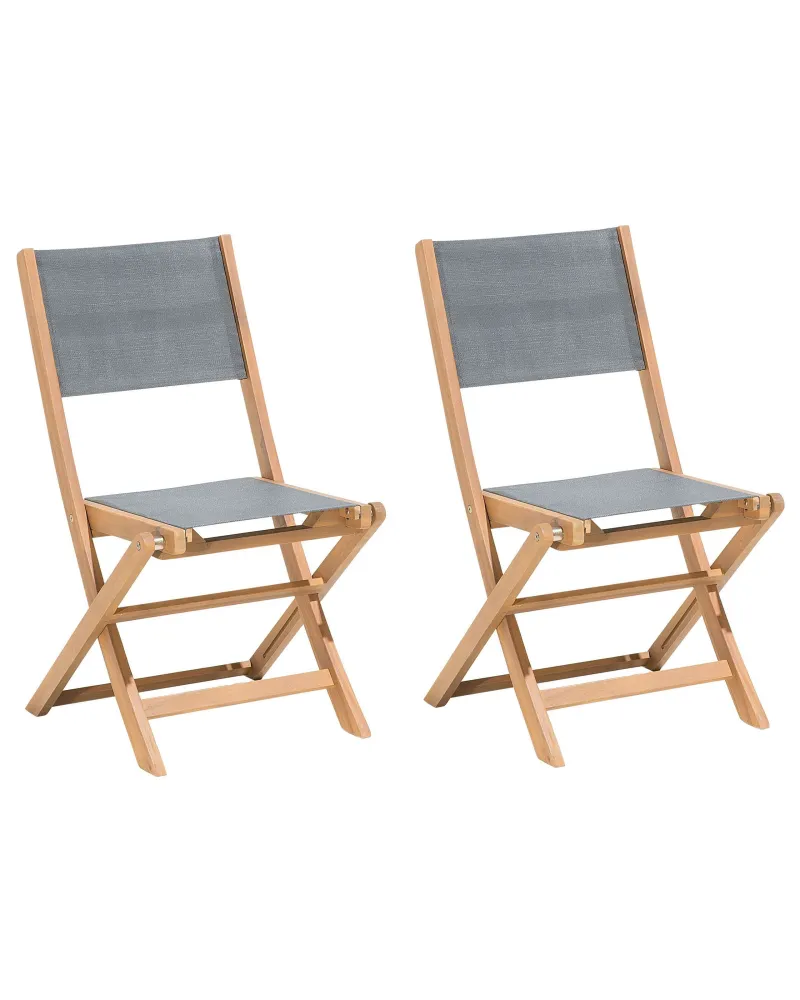Set 2 Garden Chairs CESANA Acacia Wood Light Wood | Pieghevole e Leggera