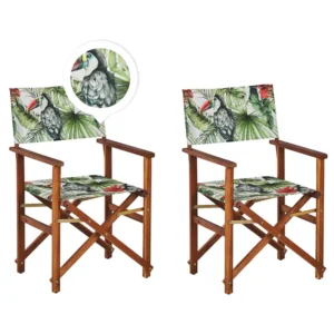 Set 2 Garden Chairs CINE Acacia Wood Green Materiale Alluminio Anodizzato