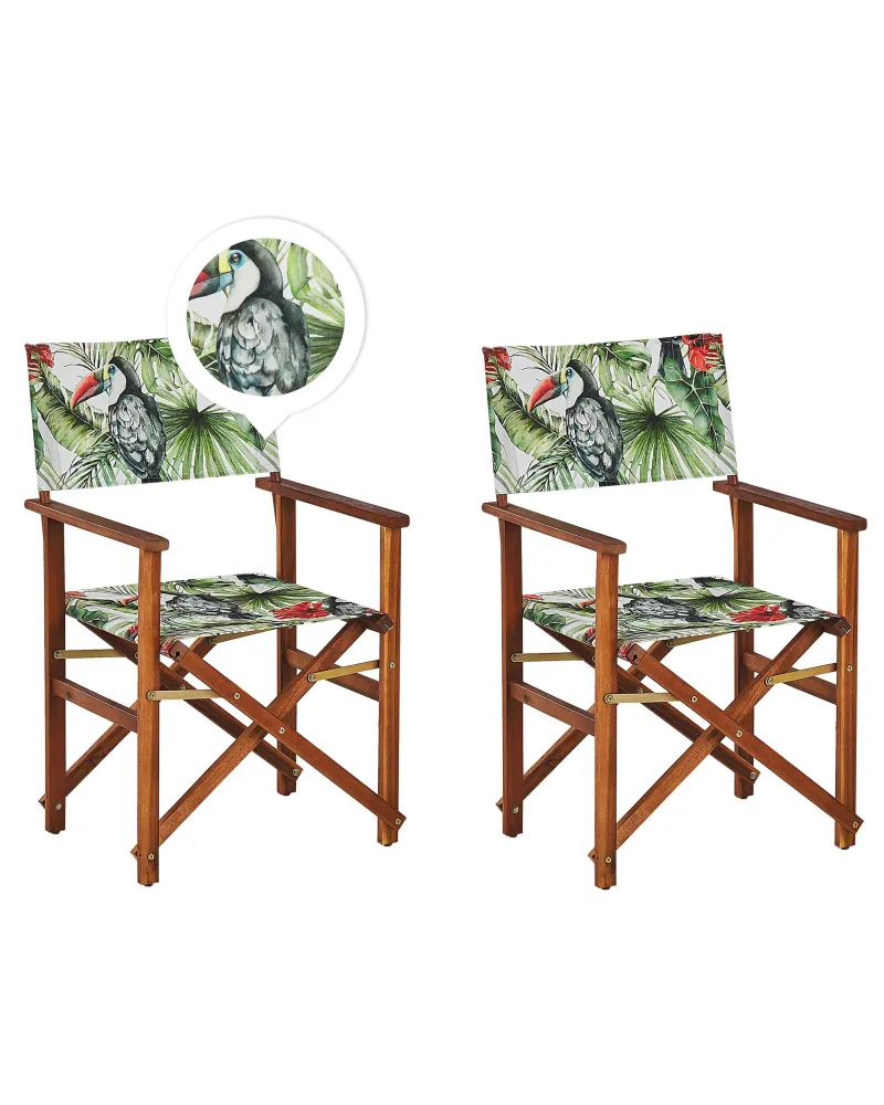 Set 2 Garden Chairs CINE Acacia Wood Green Materiale Alluminio Anodizzato