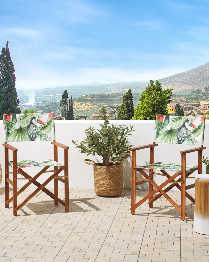 Set 2 Garden Chairs CINE Acacia Wood Green Materiale Alluminio Anodizzato