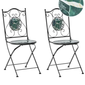 Set 2 Garden Chairs COZZANA Metal Nero notte