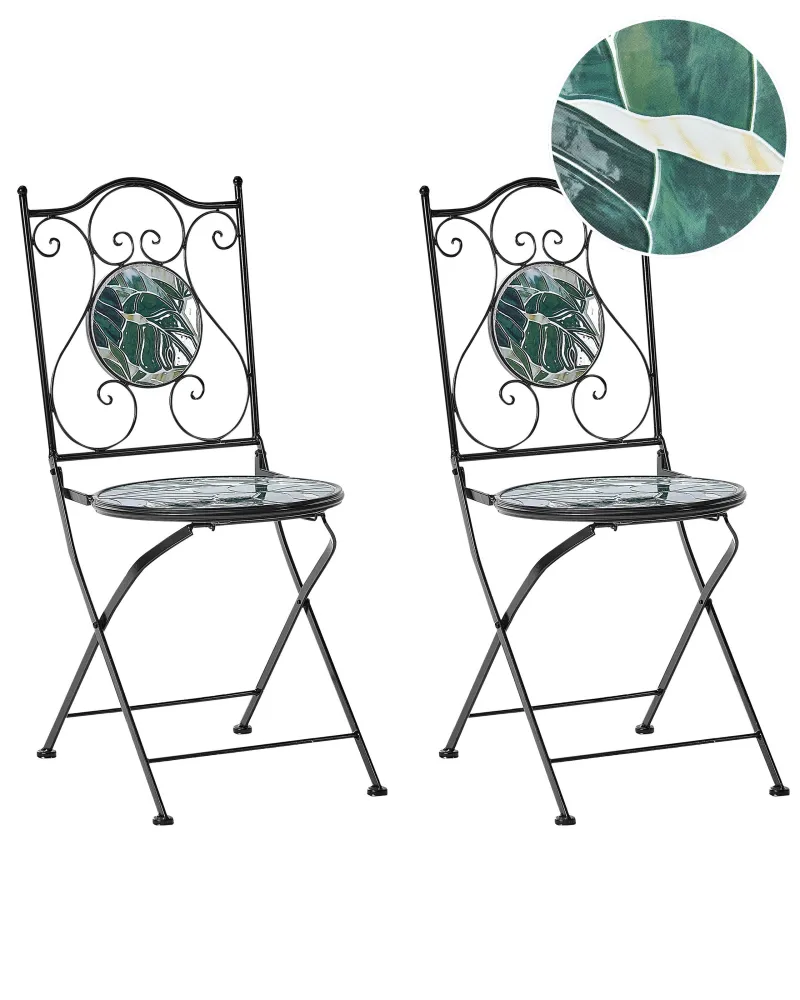 Set 2 Garden Chairs COZZANA Metal Nero notte