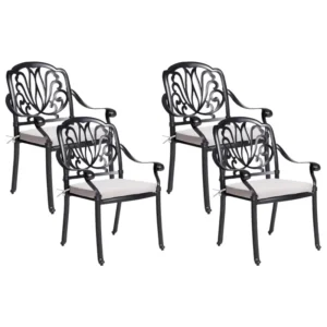 Set 4 Garden Chairs Cushions ANCONA Acciaio Black