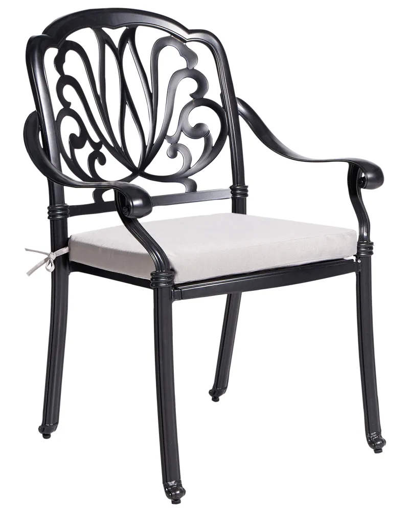 Set 4 Garden Chairs Cushions ANCONA Acciaio Black