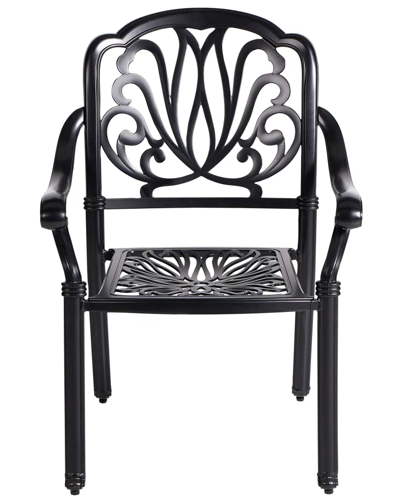 Set 4 Garden Chairs Cushions ANCONA Acciaio Black