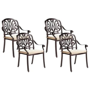 Set 4 Garden Chairs Cushions ANCONA Metallico Dark Brown per Giardino e Spiaggia