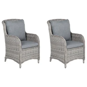 Set 2 Garden Chairs Cushions CASCAIS PE Rattan Grey con Rivestimento Tessuto