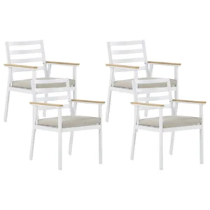 Set 4 Garden Chairs Cushions CAVOLI Acciaio Beige