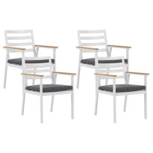 Set 4 Garden Chairs Cushions CAVOLI Ferro Grey con Portabicchiere Integrato