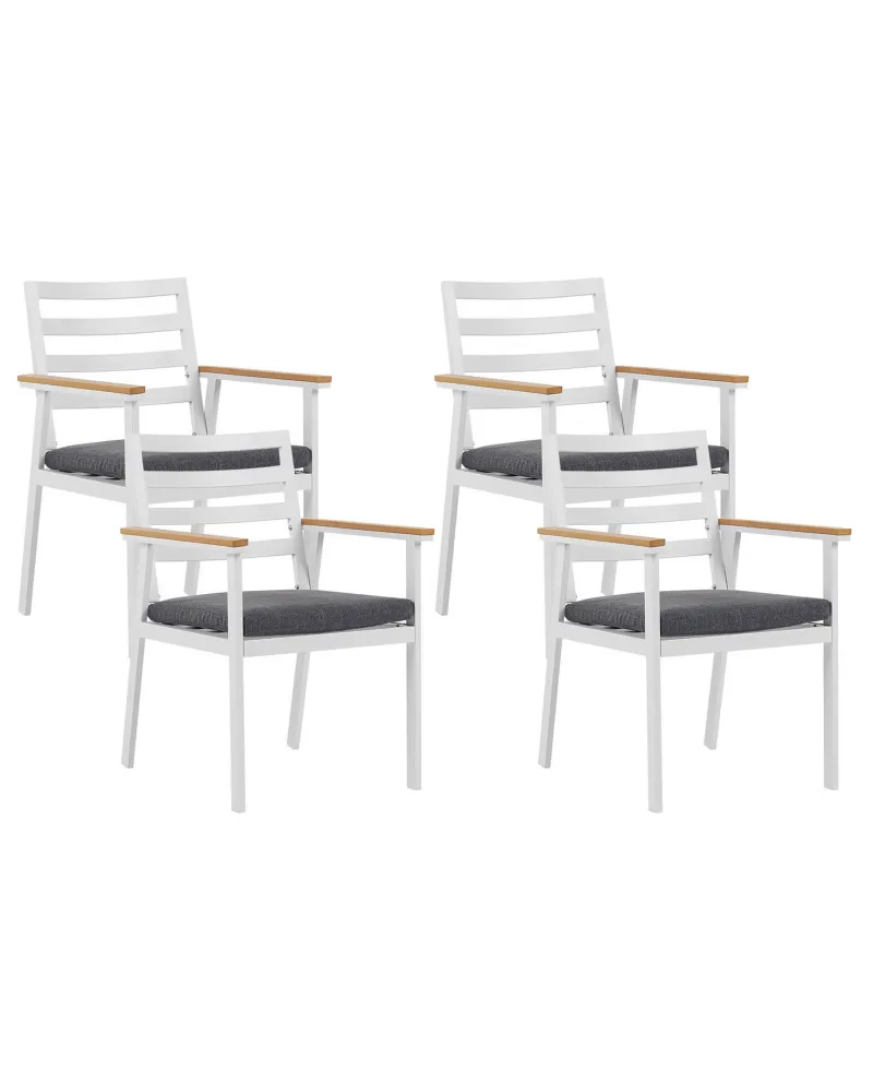 Set 4 Garden Chairs Cushions CAVOLI Ferro Grey con Portabicchiere Integrato