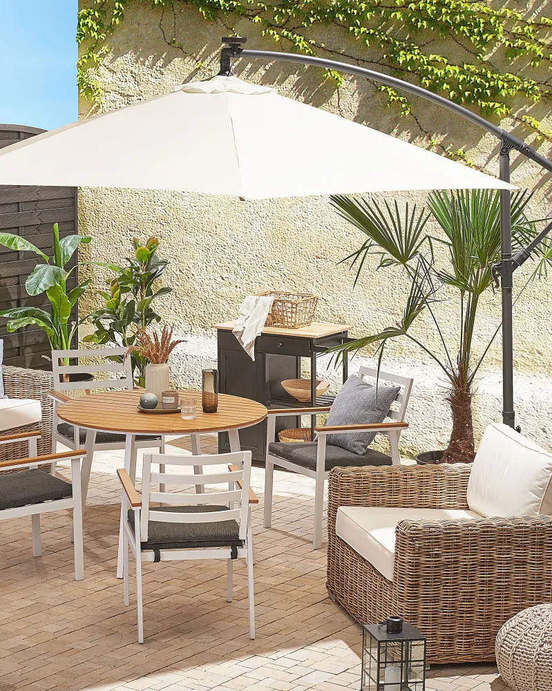 Set 4 Garden Chairs Cushions CAVOLI Ferro Grey con Portabicchiere Integrato