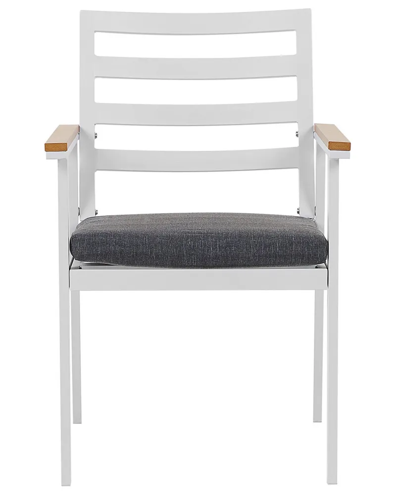 Set 4 Garden Chairs Cushions CAVOLI Ferro Grey con Portabicchiere Integrato