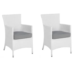 Set 2 Garden Chairs Cushions ITALY PE Rattan White | Pieghevole e Leggera