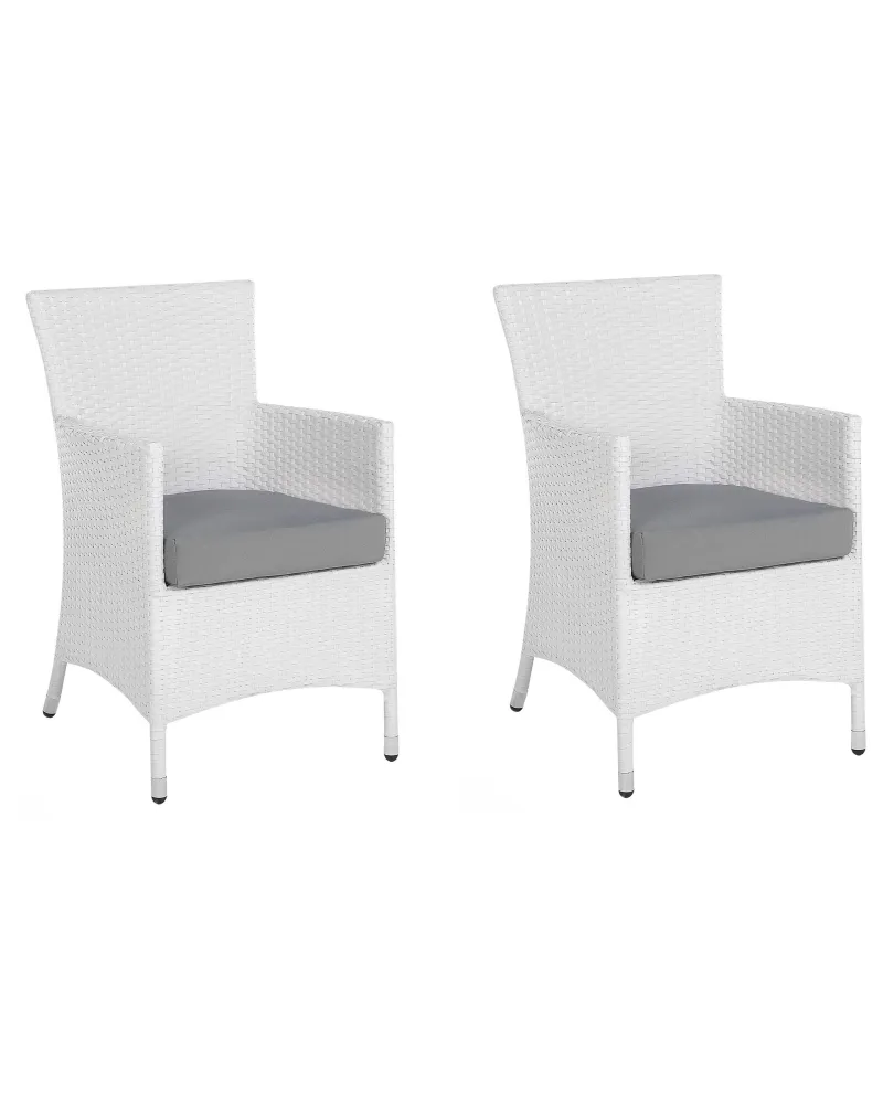 Set 2 Garden Chairs Cushions ITALY PE Rattan White | Pieghevole e Leggera