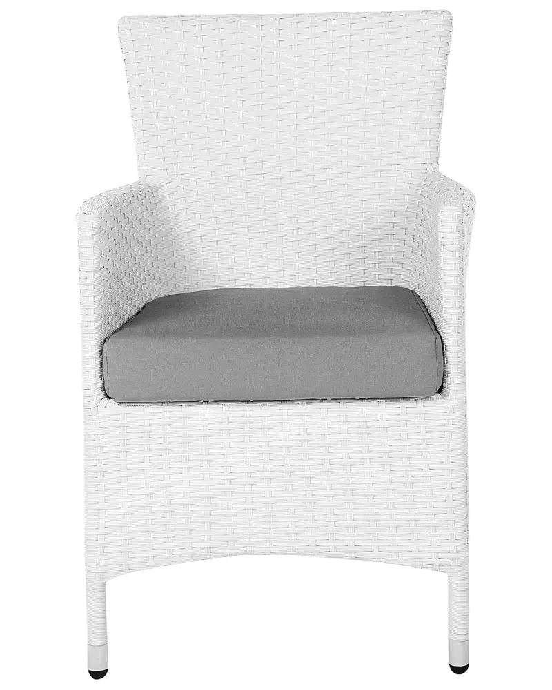 Set 2 Garden Chairs Cushions ITALY PE Rattan White | Pieghevole e Leggera