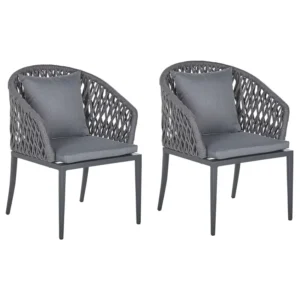 Set 2 Garden Chairs Cushions LIPARI metallo Grey
