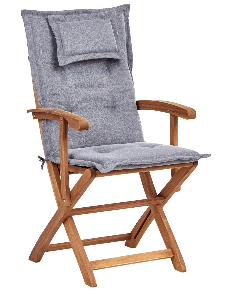 Set 2 Garden Chairs Cushions MAUI II Acacia Wood Grey Colori Vivaci