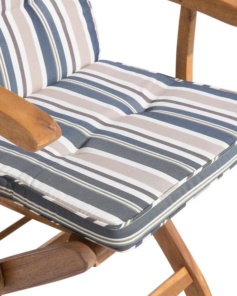 Set 2 Garden Chairs Cushions MAUI Acacia Wood Multicolour con Rivestimento Tessuto