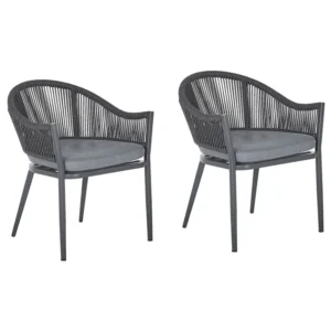 Set 2 Garden Chairs Cushions MILETO metallo Grey