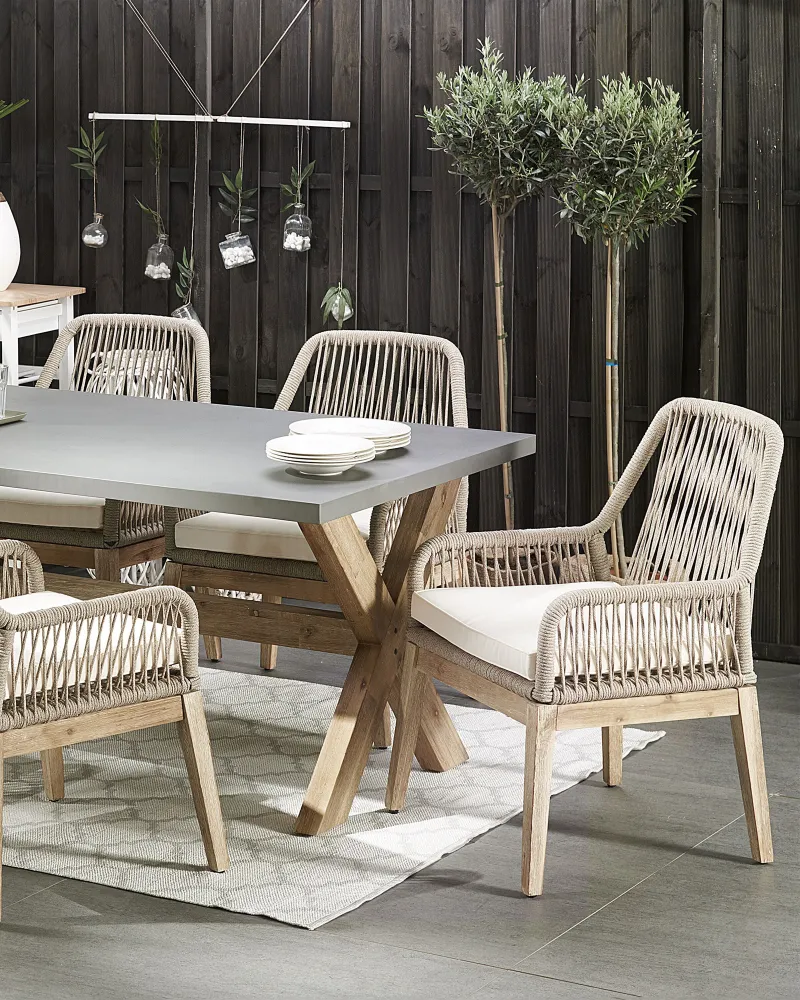 Set 2 Garden Chairs Cushions OLBIA Panna