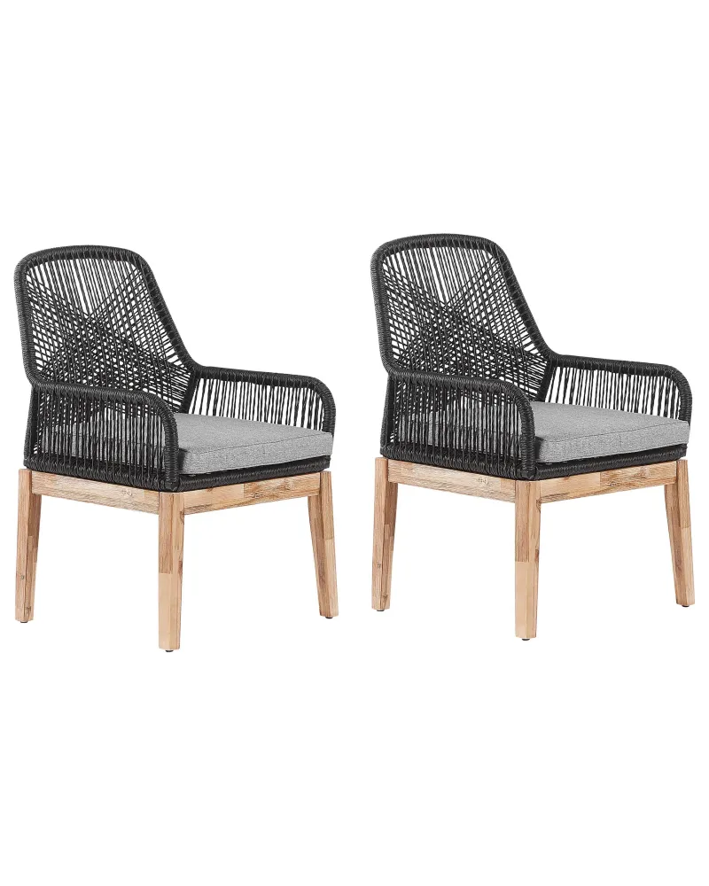 Set 2 Garden Chairs Cushions OLBIA Synthetic Material Nero puro