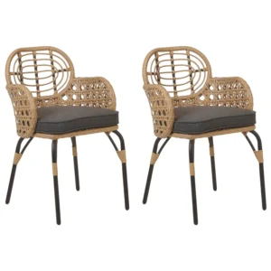 Set 2 Garden Chairs Cushions PRATELLO PE Rattan Non trattato