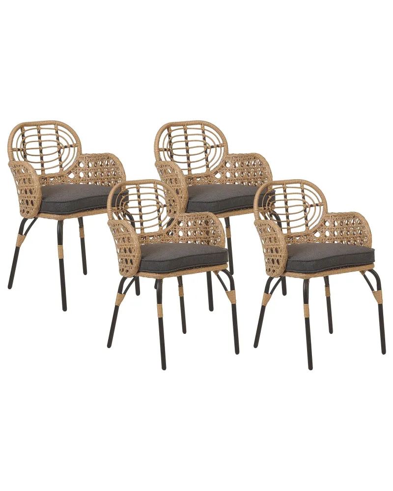 Set 4 Garden Chairs Cushions PRATELLO PE Rattan Puro Colori Vivaci