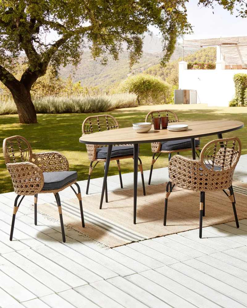 Set 4 Garden Chairs Cushions PRATELLO PE Rattan Puro Colori Vivaci
