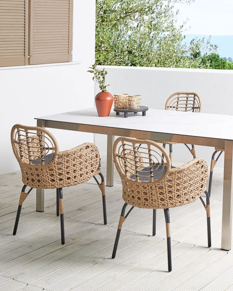 Set 4 Garden Chairs Cushions PRATELLO PE Rattan Puro Colori Vivaci