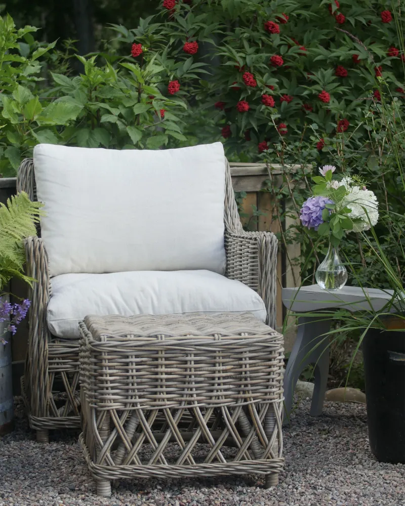 Set 2 Garden Chairs Cushions RIBOLLA Footstool Rattan Puro