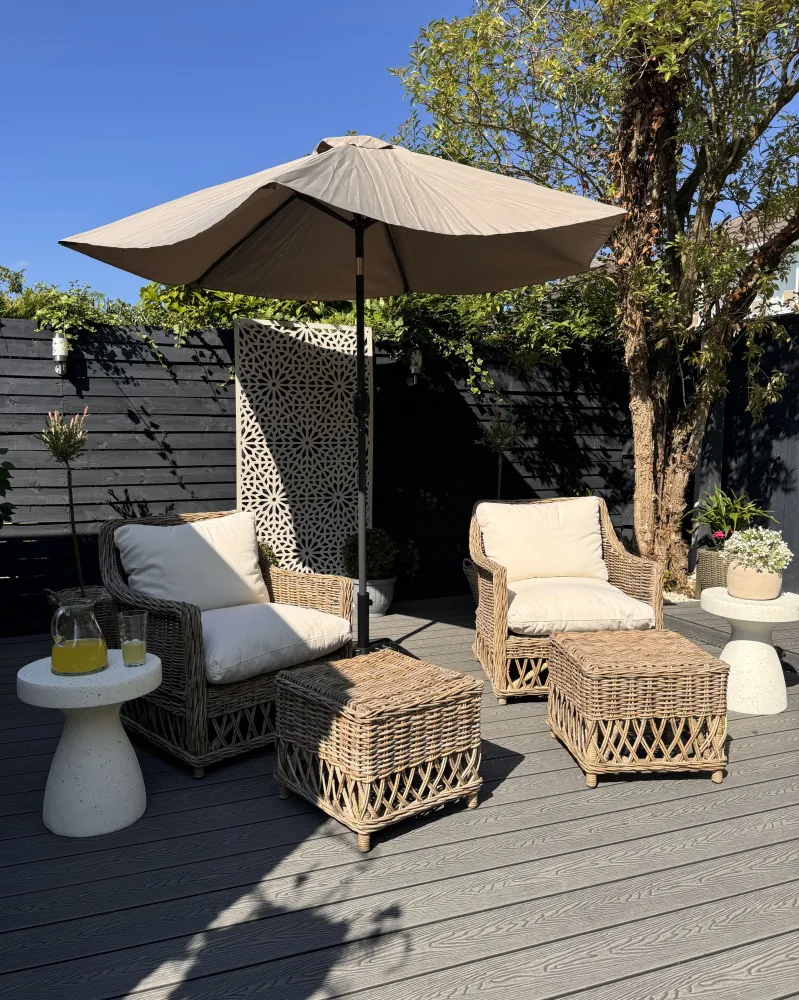 Set 2 Garden Chairs Cushions RIBOLLA Footstool Rattan Puro