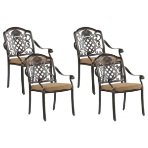 Set 4 Garden Chairs Cushions SALENTO Acciaio Dark Brown