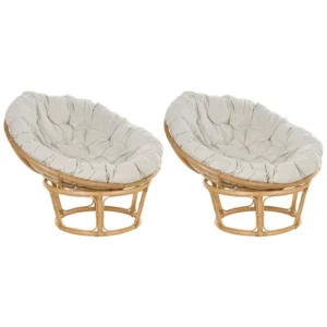 Set 2 Garden Chairs Cushions SALVO Rattan Puro con Cuscino Estraibile