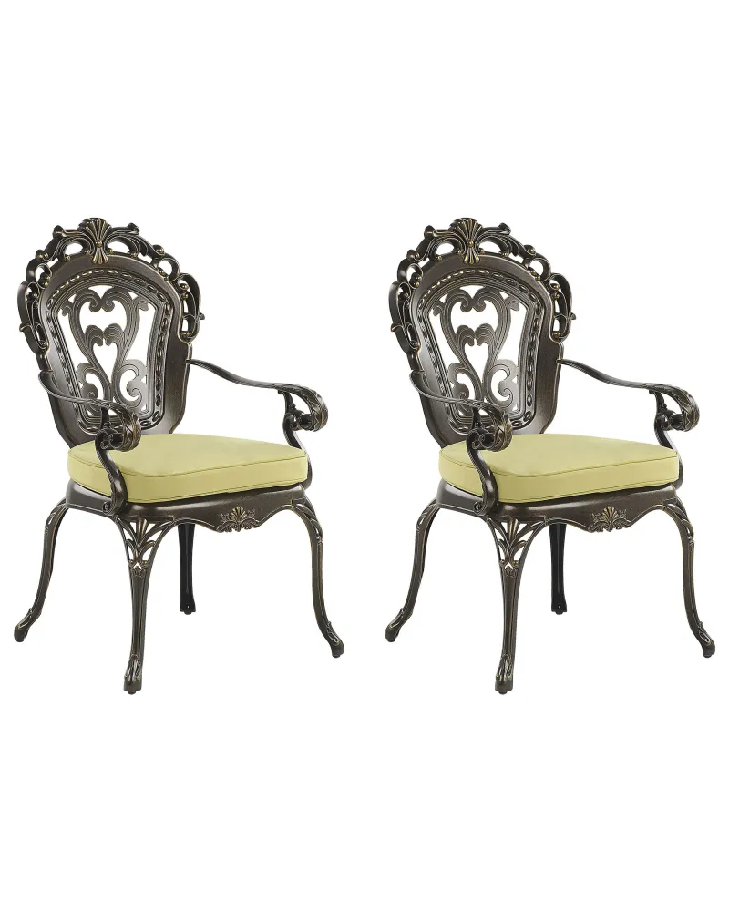 Set 2 Garden Chairs Cushions SAPRI Metallico Dark Brown