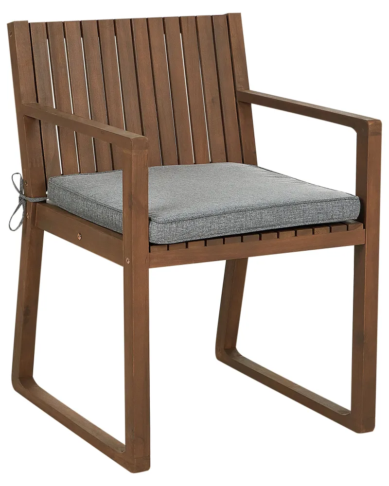 Set 8 Garden Chairs Cushions SASSARI Acacia Wood Grey Materiale Alluminio Anodizzato