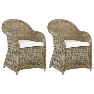 Set 2 Garden Chairs Cushions SUSUA Rattan Genuino