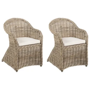 Set 2 Garden Chairs Cushions SUSUA II Rattan Naturale
