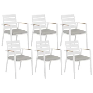 Set 6 Garden Chairs Cushions TAVIANO Metal Grey