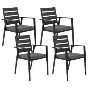 Set 4 Garden Chairs Cushions TAVIANO Metallo Black