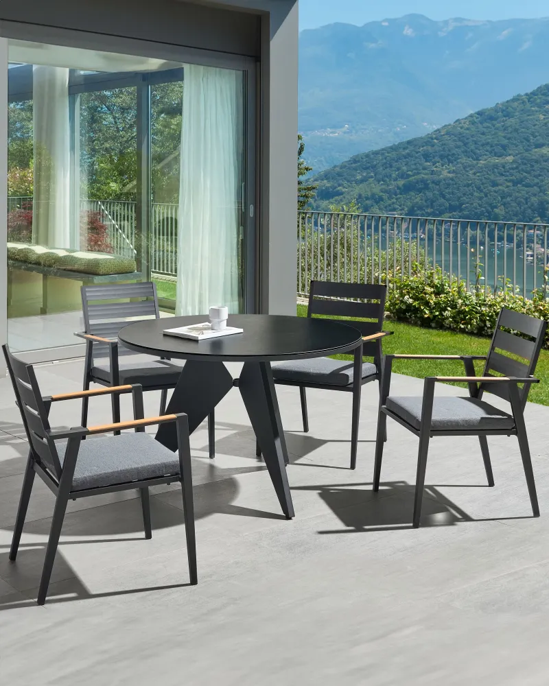 Set 4 Garden Chairs Cushions TAVIANO Metallo Black
