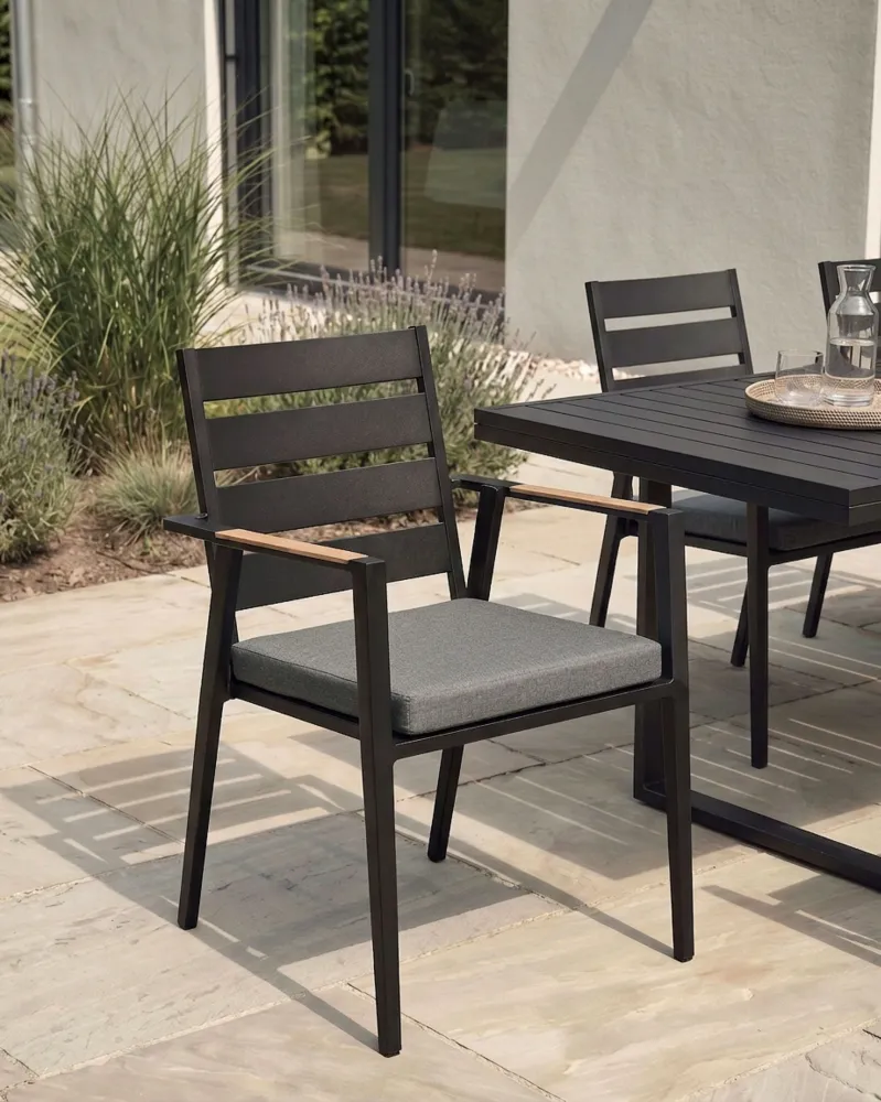 Set 4 Garden Chairs Cushions TAVIANO Metallo Black