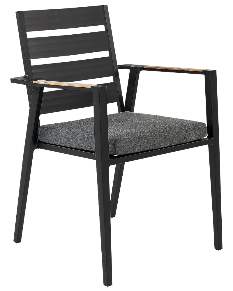 Set 4 Garden Chairs Cushions TAVIANO Metallo Black