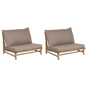 Set 2 Garden Chairs Cushions TODI bambù Wood Taupe