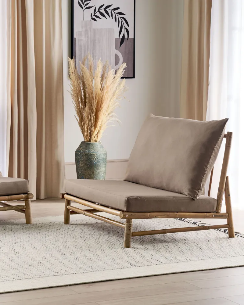 Set 2 Garden Chairs Cushions TODI bambù Wood Taupe