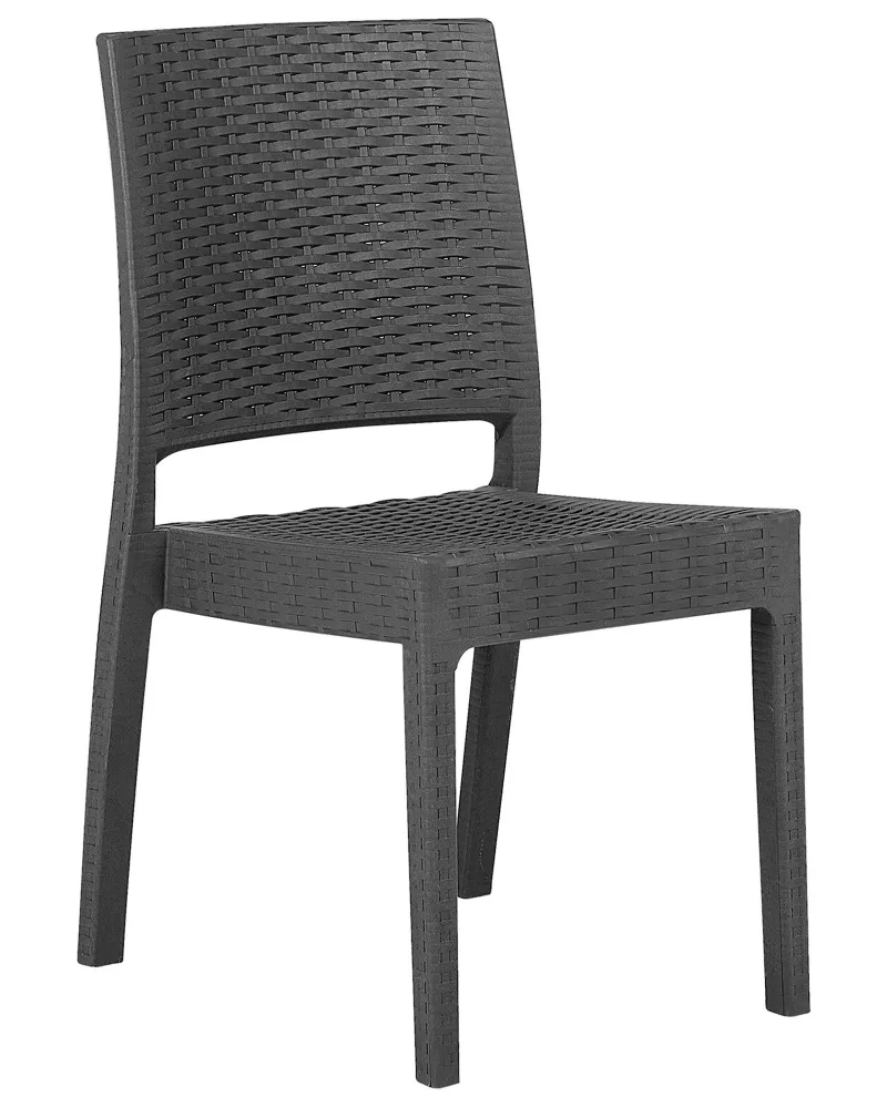 Set 2 Garden Chairs FOSSANO Synthetic Material Graphite Grey Materiale Alluminio Anodizzato