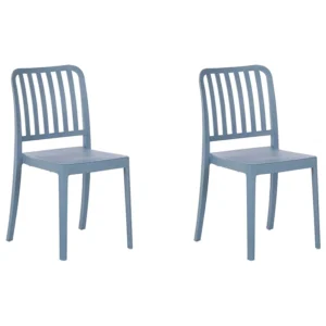 Set 2 Garden Chairs SERSALE Synthetic Material Blue con Cuscino Estraibile
