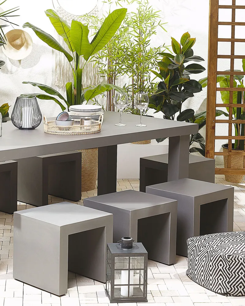 Set 2 Garden Chairs TARANTO Concrete Grey con Schienale Regolabile