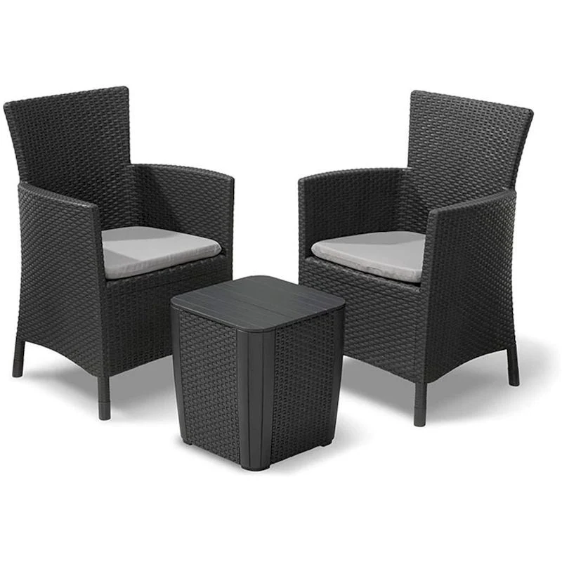 Set da giardino con cuscini grafite Iowa Balcony Keter con Rivestimento Tessuto
