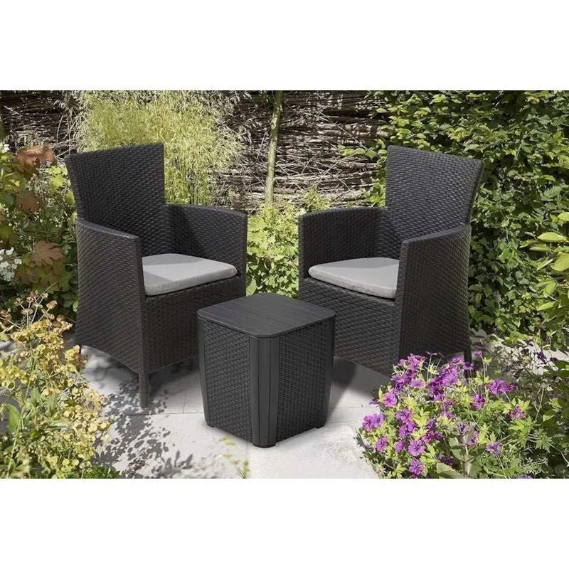 Set da giardino con cuscini grafite Iowa Balcony Keter con Rivestimento Tessuto